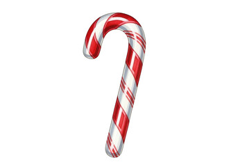 Obraz premium Classic red and white striped candy cane illustration isolated on transparent background for holiday and christmas celebration