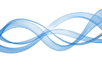Abstract blue wave flow line design element isolated on transparent background, representing smooth motion, energy, or digital data stream