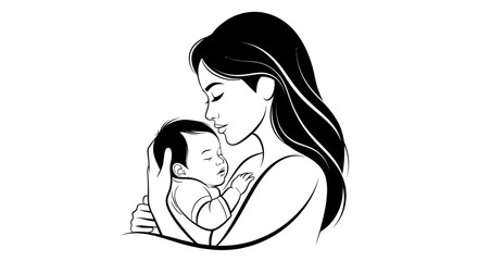 Mother and Child: A Tender Embrace in Black and White.