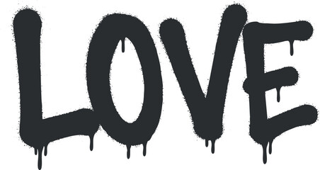Bold graffiti-style vector illustration of the word 'LOVE' with a dripping paint effect for modern design and decor