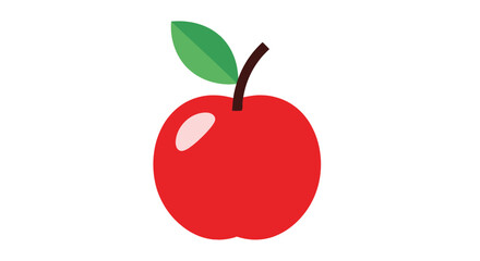 Red apple with a green leaf, vector graphic
