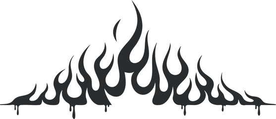 Stylized black and white vector illustration of flame shapes for decorative design and branding projects