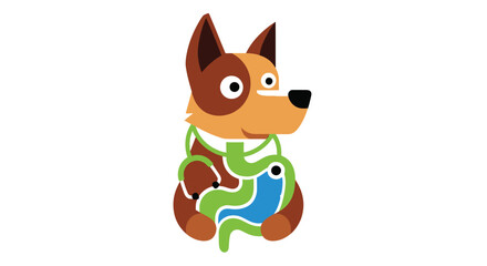 Cartoon dog with internal organs visible