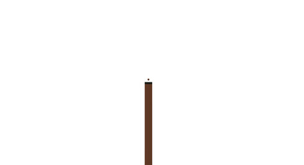Minimalist brown pillar with dark cap and floating dot on white