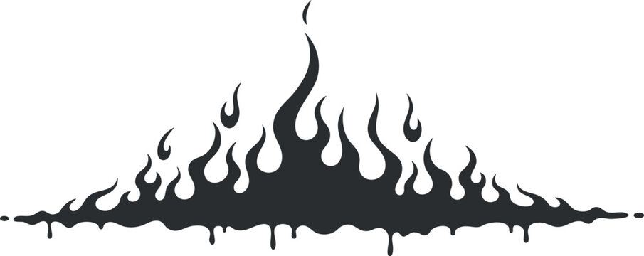 Stylized black silhouette illustration of dynamic flames and waves for graphic design and branding projects