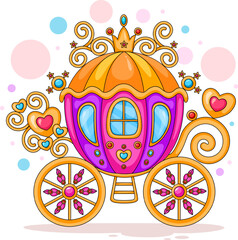 Cute Colorful Royal Princess Carriage Illustration