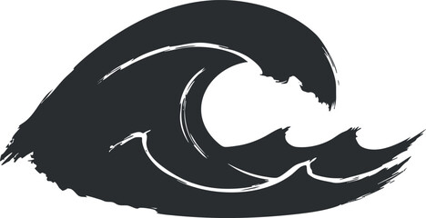Obraz premium Stylized black wave vector illustration for beach and ocean-themed design projects