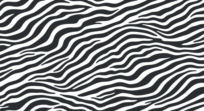 Stylish black and white zebra pattern vector illustration for textile design and modern graphic projects
