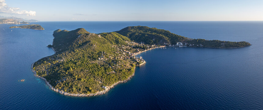 Die Insel Lopud in den Elafiten in Dalmatien bei Dubrovnik in Kroatien	
