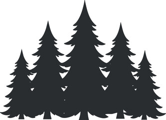 Fototapeta premium Silhouette vector illustration of a group of pine trees, ideal for nature-themed designs and outdoor projects