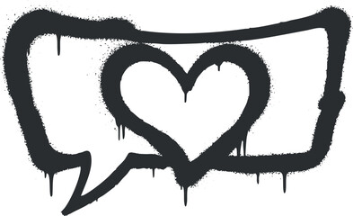 Graffiti-style vector illustration of a speech bubble with a heart symbol, perfect for love and communication themes