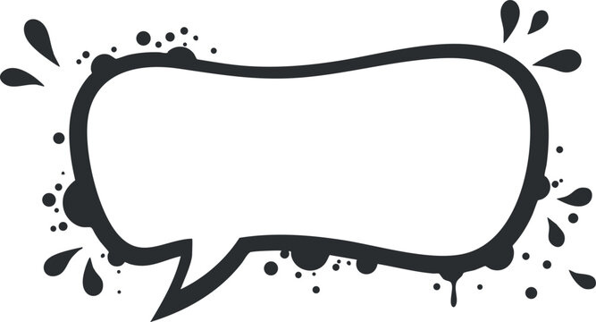 Stylized vector illustration of a blank speech bubble with ink splashes for creative design and communication projects
