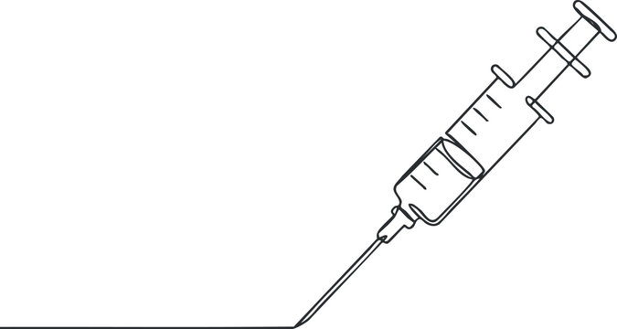 Minimalist outline vector illustration of a syringe, ideal for healthcare and medical design projects. - Powered by Adobe
