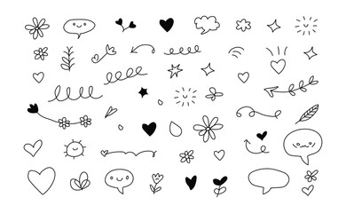 Charming hand drawn doodle elements for creative projects