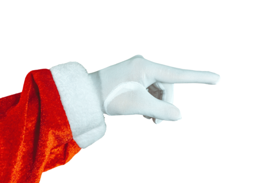 Santa Claus Hand Pointing with White Glove