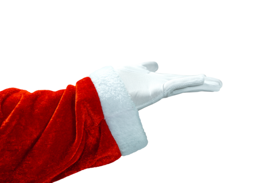 Santa Claus Hand with Red Velvet Sleeve