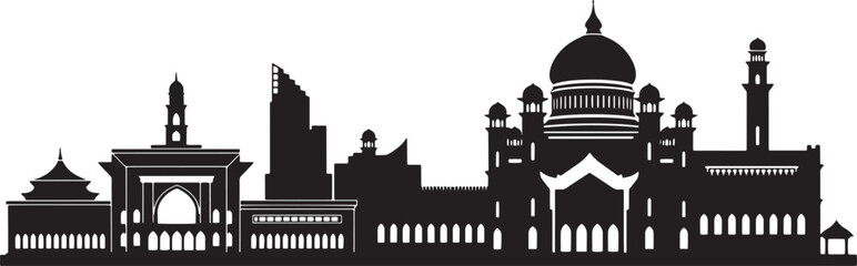 Bandar seri begawan skyline silhouette vector brunei city panorama cityscape