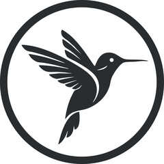 Obraz premium Stylized black silhouette vector illustration of a hummingbird in flight, suitable for logo and nature-themed design projects