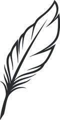 Obraz premium Elegant black and white vector illustration of a stylized feather, perfect for creative and design projects.