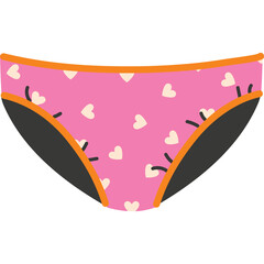 Pink Underwear With White Hearts And Orange Trim Isolated On Transparent Background
