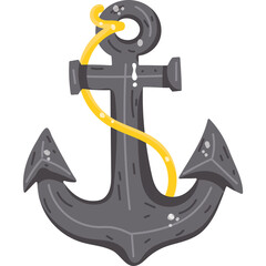 Pixel Art Anchor With Yellow Rope Nautical Symbol Maritime Object Nautical Theme