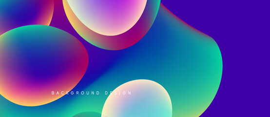 Abstract fluid shapes blend vibrant colors. Gradient hues create dynamic composition. Modern design evokes energy, movement.