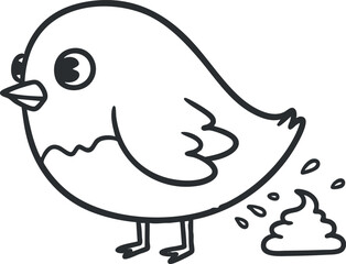 Cute cartoon vector illustration of a whimsical bird with a playful expression and humorous pose, perfect for children's books or playful designs