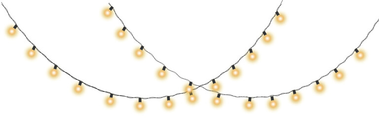 Softly glowing golden lights arranged in a gentle curve against a dark background