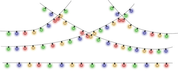 Obraz premium Colorful string lights glowing in the dark festive holiday decoration