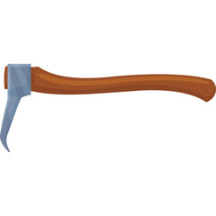 Pixel Art Axe Tool with Wooden Handle and Metal Head on Transparent Background