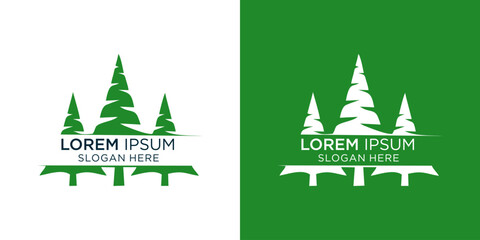 Evergreen tree logo design for eco-friendly brands, perfect for nature retreats and sustainable products, conveys trust and outdoor adventure, use for impactful branding