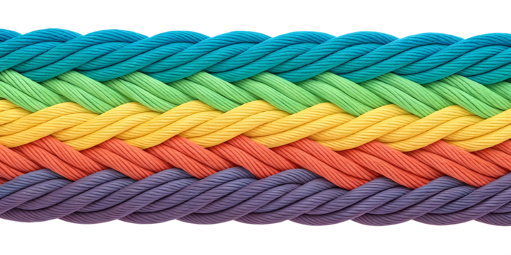 Colorful rope png | Colorful braided rope a vibrant rainbow pattern ideal for textile design and creative backgrounds