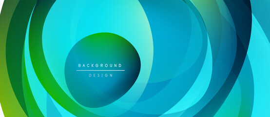 Abstract layered circles, vibrant blues, greens. Modern design element, suitable background texture. Minimalist aesthetic, clean composition.