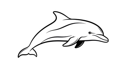 Obraz premium Graceful Dolphin Outline Drawing Isolated on White Background.