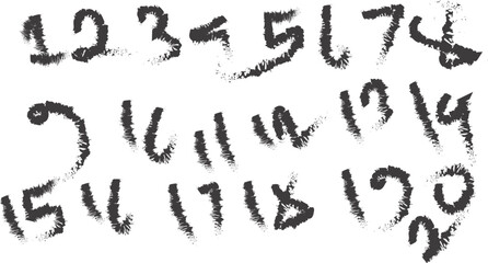 Hand Painted Numbers 1 to 20 with Brush Strokes digits