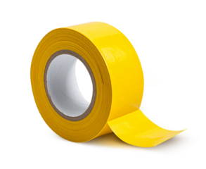 Yellow adhesive tape roll with transparent background