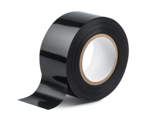 Black duct tape roll providing strong adhesive repair