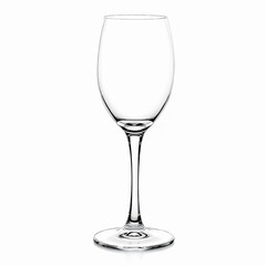 Elegant empty wine glass isolated on white background, showcasing its delicate stem and bowl, perfect for any occasion