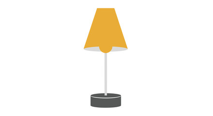 Obraz premium Tall yellow conical lampshade on a thin stand, gray base