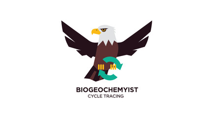 Geometric eagle aloft, with recycling arrows and text