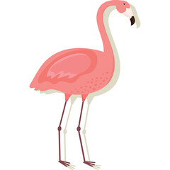 Pixel Art Flamingo Standing Tall With Long Thin Legs And Beak In A Gentle Pink Hue Against A Transparent Background