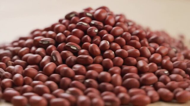 Adzuki Beans Pile A CloseUp Look at Red Bean Seeds.
