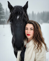 young woman with horse