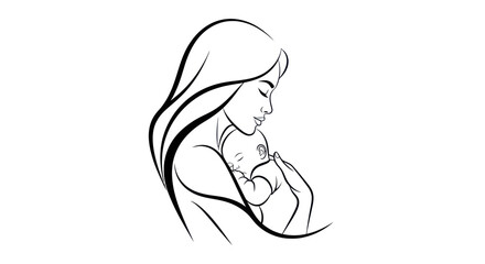 Mother holding her newborn baby with love and tenderness.