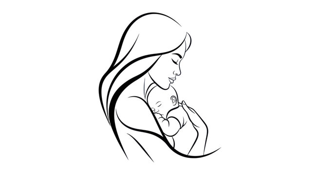 Mother holding her newborn baby with love and tenderness.