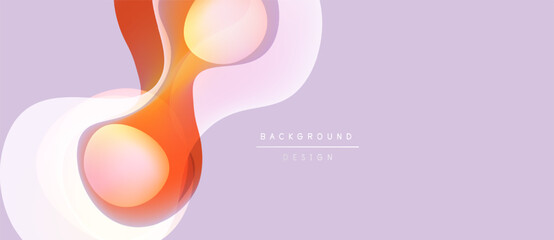 Abstract fluid shapes, orange hues, light lavender backdrop. Modern design element, smooth gradients, dynamic composition.