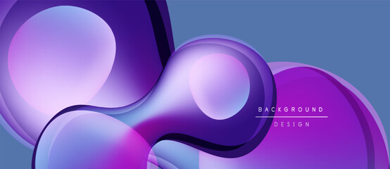 Abstract fluid shapes, purple hues dominate. Gradient background creates dynamic visual effect. Modern design element.