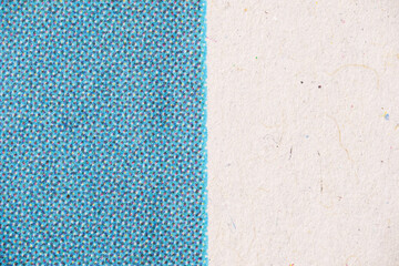 Macro of Cyan Halftone Print on Recycled Paper Background