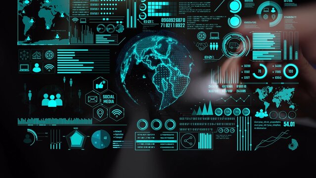 Data center monitoring dashboard visualize network performance, connection status, usage rate, and telecommunication insight. Data center monitoring efficiency improvement network transparency. Thunk