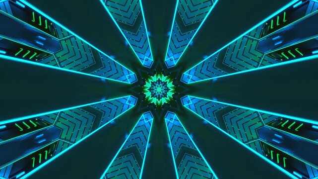 Colorful tunnel video loop with bright neon patterns creating a mesmerizing display for endless entertainment